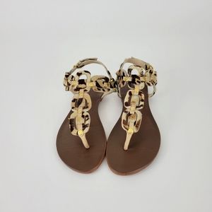 DULCE Tan/ Brown Handmade Straps Sandals Size 6